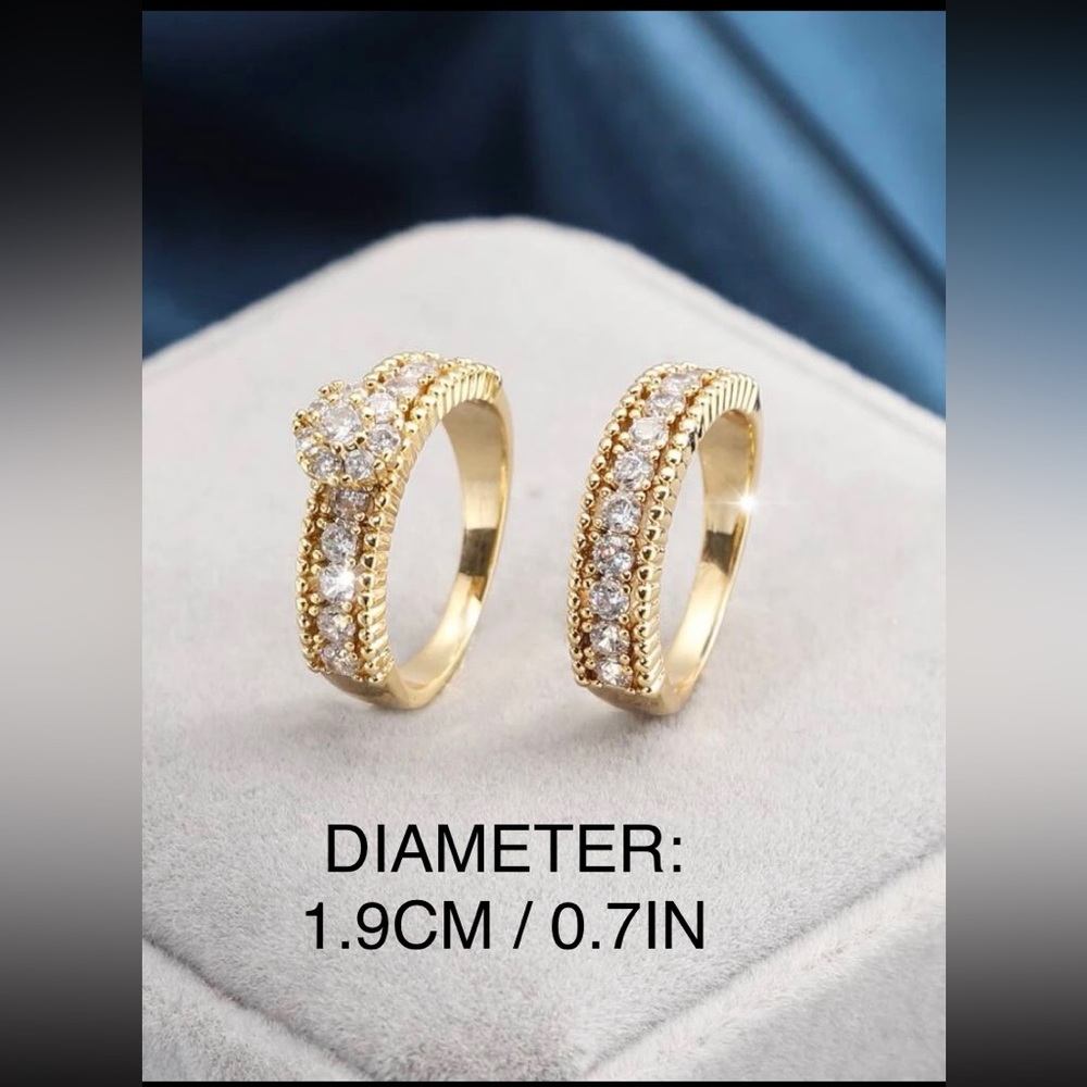 2PCS CUBIC ZIRCONIA DECOR RING